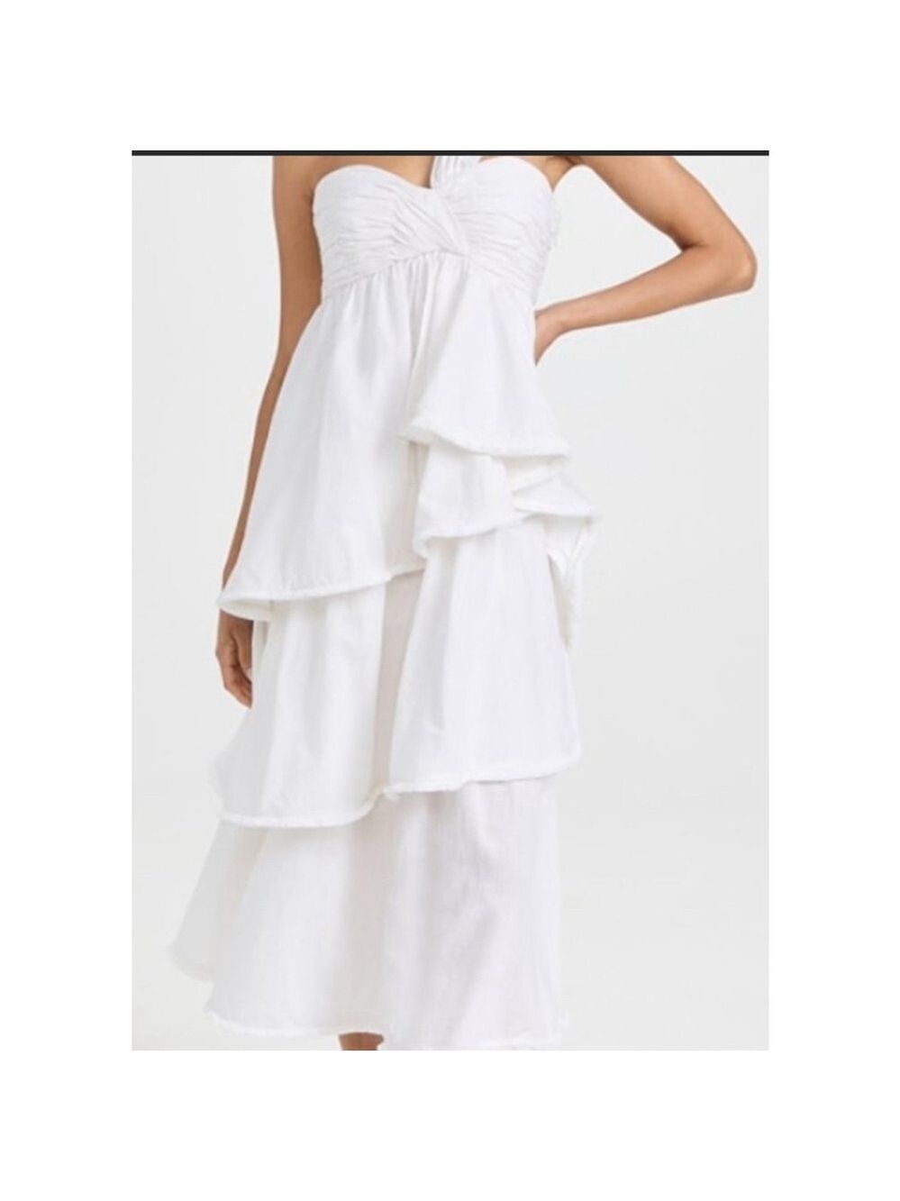 NWT Cinq à Sept Sori Dress White Cotton Midi One Shoulder Size 10